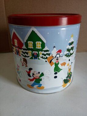 Disney Mickey and Friends festive Christmas holiday metal storage tin